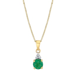 5.0mm Emerald and Diamond Accent Tri-Top Pendant in 14K Gold