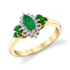 Thumbnail Image 1 of Marquise-Cut and Round Emerald with 1/8 CT. T.W. Diamond Frame Tri-Sides Ring in 10K Gold