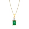 Thumbnail Image 1 of Emerald-Cut Emerald and 1/20 CT. T.W. Diamond Stacked Pendant in 14K Gold