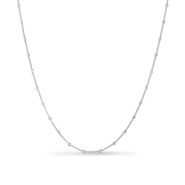 1.5mm Diamond-Cut Bead Station Chain Necklace in Solid Sterling Silver - 18"