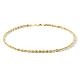 2.5mm Silk Rope™ Chain Anklet in Solid 14K Gold - 10&quot;