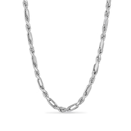 6.5mm Diamond-Cut Alternating Rope Chain Necklace in Solid Sterling Silver - 20"