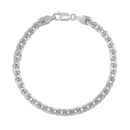 6.0mm Diamond-Cut Flat Rolo Chain Bracelet in Solid Sterling Silver - 8.5"