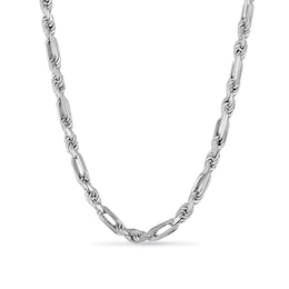 4.3mm Diamond-Cut Alternating Rope Chain Necklace in Solid Sterling Silver - 22"