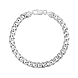 7.2mm Diamond-Cut Curb Chain Bracelet in Solid Sterling Silver - 8.5"