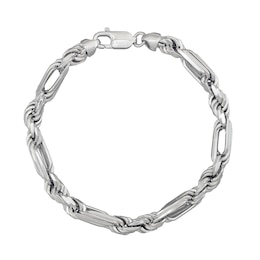 6.5mm Diamond-Cut Alternating Rope Chain Bracelet in Solid Sterling Silver - 8.5"