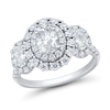 Thumbnail Image 1 of 2 CT. T.W. Oval Diamond Double Frame Three Stone Engagement Ring in 14K White Gold