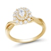 Thumbnail Image 1 of 1/2 CT. T.W. Oval Diamond Double Frame Twist Shank Engagement Ring in 14K Gold