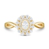 Thumbnail Image 2 of 1/2 CT. T.W. Oval Diamond Double Frame Twist Shank Engagement Ring in 14K Gold