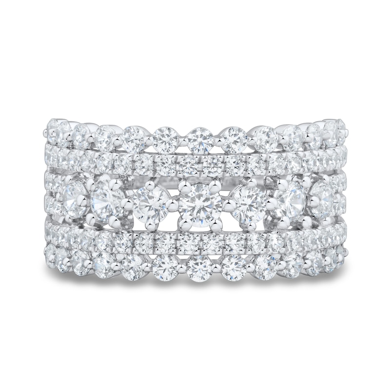 Main Image 2 of 1-1/2 CT. T.W. Diamond Multi-Row Band in 14K White Gold