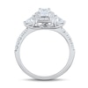 Thumbnail Image 3 of 1-1/4 CT. T.W. Emerald and Trillion-Cut Diamond Frame Collar Engagement Ring in 14K White Gold