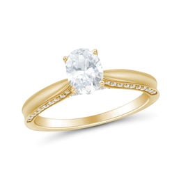 1 CT. T.W. Oval Diamond Solitaire Pinched Shank Engagement Ring in 14K Gold