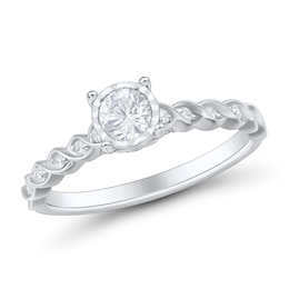 1/2 CT. T.W. Diamond Miracle Twist Shank Engagement Ring in 14K White Gold