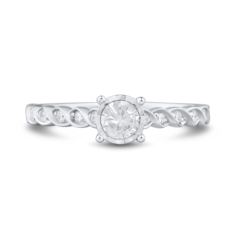 Main Image 2 of 1/2 CT. T.W. Diamond Miracle Twist Shank Engagement Ring in 14K White Gold