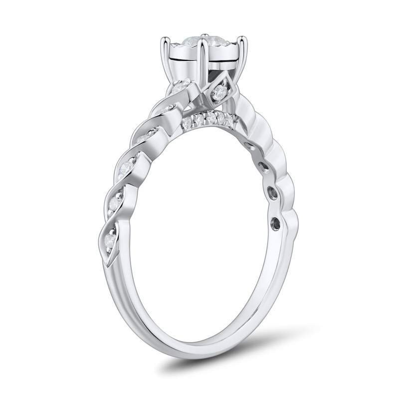 Main Image 3 of 1/2 CT. T.W. Diamond Miracle Twist Shank Engagement Ring in 14K White Gold