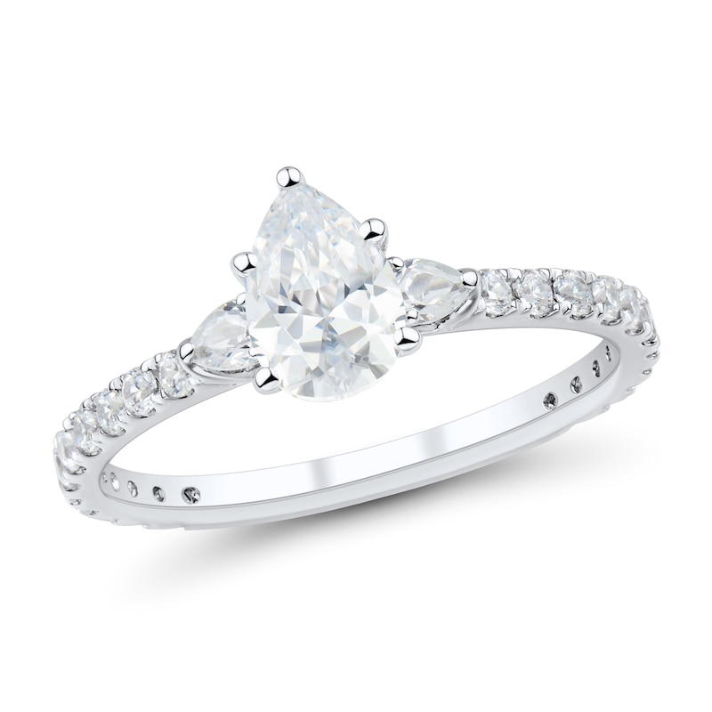 Main Image 1 of 1-1/4 CT. T.W. Pear-Shaped Diamond Collar Engagement Ring in Platinum