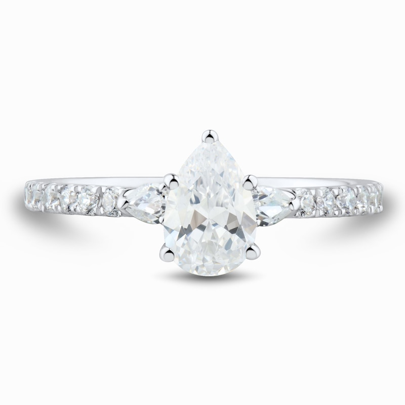 Main Image 2 of 1-1/4 CT. T.W. Pear-Shaped Diamond Collar Engagement Ring in Platinum