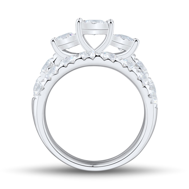 Main Image 3 of 3 CT. T.W. Diamond Miracle Three Stone Bridal Set in 14K White Gold