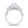 Thumbnail Image 3 of 1-1/2 CT. T.W. Pear-Shaped and Round Diamond Three Stone Double Frame Split Shank Engagement Ring in 14K White Gold