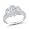 Thumbnail Image 1 of 1 CT. T.W. Marquise-Cut Diamond Frame Three Stone Engagement Ring in 14K White Gold