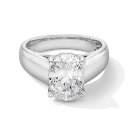 3 CT. Oval Certified Lab-Created Diamond Solitaire Cigar Band Engagement Ring in 14K White Gold (F/VS2)