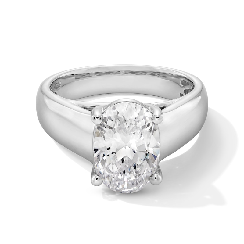 Main Image 1 of 3 CT. Oval Certified Lab-Created Diamond Solitaire Cigar Band Engagement Ring in 14K White Gold (F/VS2)