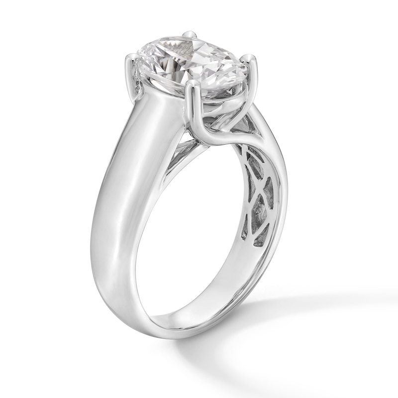 Main Image 2 of 3 CT. Oval Certified Lab-Created Diamond Solitaire Cigar Band Engagement Ring in 14K White Gold (F/VS2)