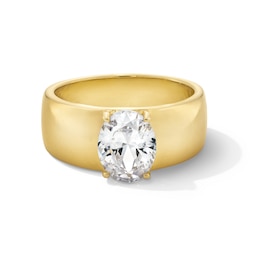 2 CT. Oval Certified Lab-Created Diamond Solitaire Cigar Band Engagement Ring in 14K Gold (F/VS2)