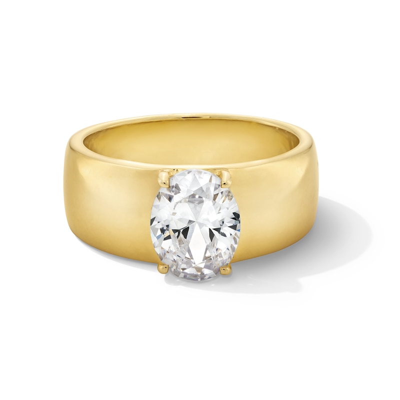 Main Image 1 of 2 CT. Oval Certified Lab-Created Diamond Solitaire Cigar Band Engagement Ring in 14K Gold (F/VS2)