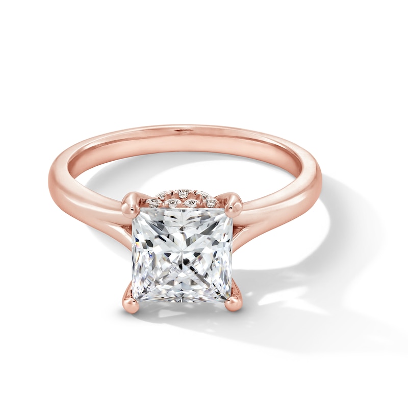 Main Image 1 of 2 CT. T.W. Princess-Cut Certified Lab-Created Diamond Solitaire Hidden Halo Engagement Ring in 14K Rose Gold