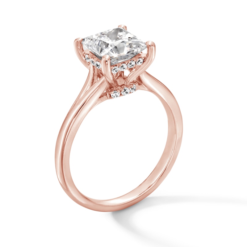 Main Image 2 of 2 CT. T.W. Princess-Cut Certified Lab-Created Diamond Solitaire Hidden Halo Engagement Ring in 14K Rose Gold