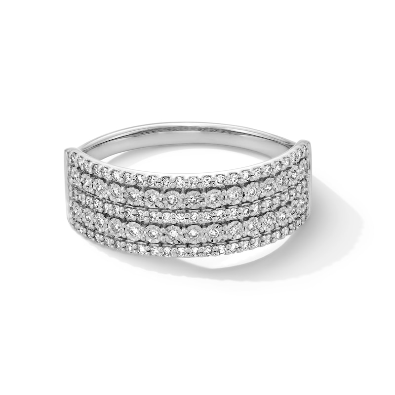 Main Image 1 of 1/4 CT. T.W. Diamond Multi-Row Band in 10K White Gold