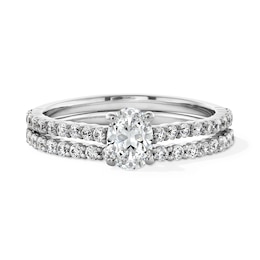 1 CT. T.W. Oval Diamond Bridal Set in 14K White Gold