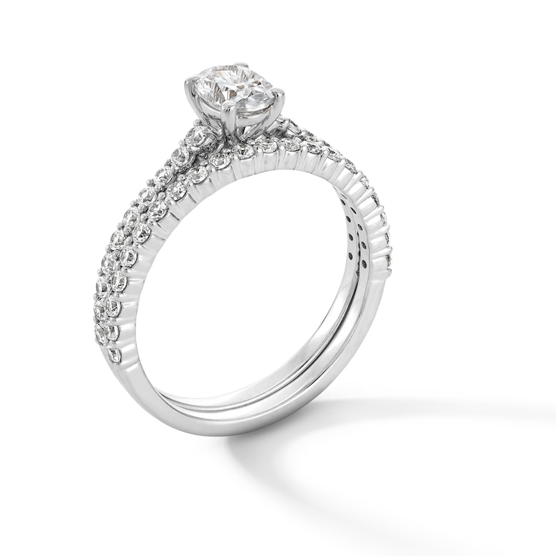 Main Image 3 of 1 CT. T.W. Oval Diamond Bridal Set in 14K White Gold