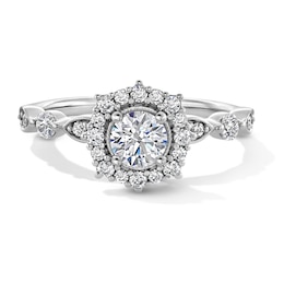 7/8 CT. T.W. Diamond Frame Art Deco Vintage-Style Engagement Ring in 14K White Gold