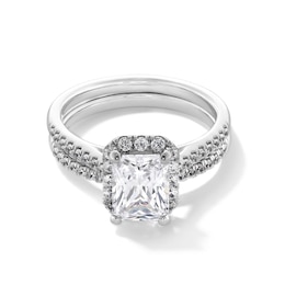 2 CT. T.W. Radiant-Cut Certified Lab-Created Diamond Frame Bridal Set in 14K White Gold (F/VS2)