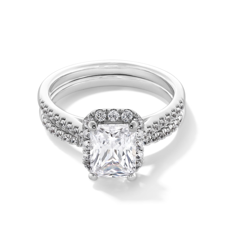 Main Image 1 of 2 CT. T.W. Radiant-Cut Certified Lab-Created Diamond Frame Bridal Set in 14K White Gold (F/VS2)