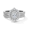 Thumbnail Image 1 of 1-1/5 CT. T.W. Oval Diamond Double Quatrefoil Frame Vintage-Style Bridal Set in 14K White Gold