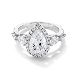 3 CT. T.W. Pear-Shaped Certified Lab-Created Diamond Frame Engagement Ring in 14K White Gold (F/VS2)