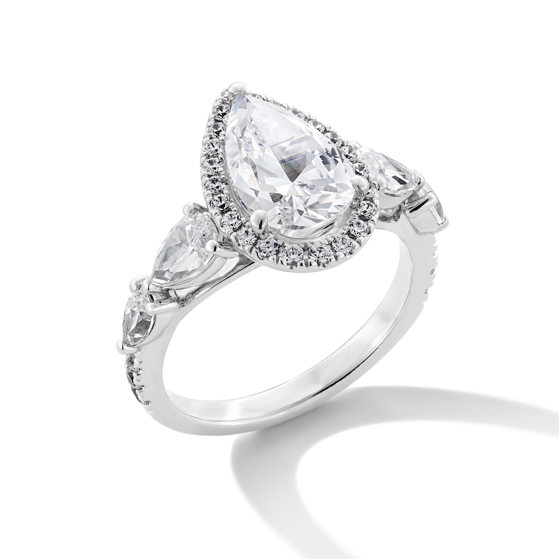 Main Image 3 of 3 CT. T.W. Pear-Shaped Certified Lab-Created Diamond Frame Engagement Ring in 14K White Gold (F/VS2)