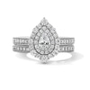 Thumbnail Image 1 of 1-1/5 CT. T.W. Pear-Shaped Diamond Double Scallop Frame Vintage-Style Bridal Set in 14K White Gold