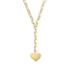 Thumbnail Image 1 of Heart Drop Paper Clip Chain “Y” Necklace in Hollow 10K Gold