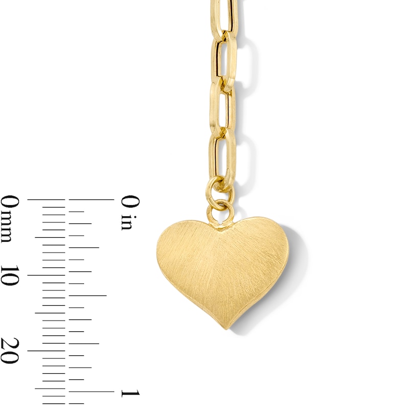 Main Image 3 of Heart Drop Paper Clip Chain “Y” Necklace in Hollow 10K Gold