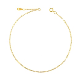 1.4mm Paper Clip Chain Anklet in Solid 14K Gold - 10&quot;