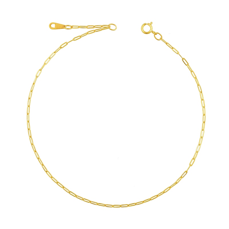 Main Image 1 of 1.4mm Paper Clip Chain Anklet in Solid 14K Gold - 10&quot;