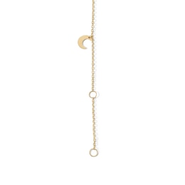 Moon and Star Dangle Station Cable Chain Anklet in Solid 10K Gold - 10&quot;