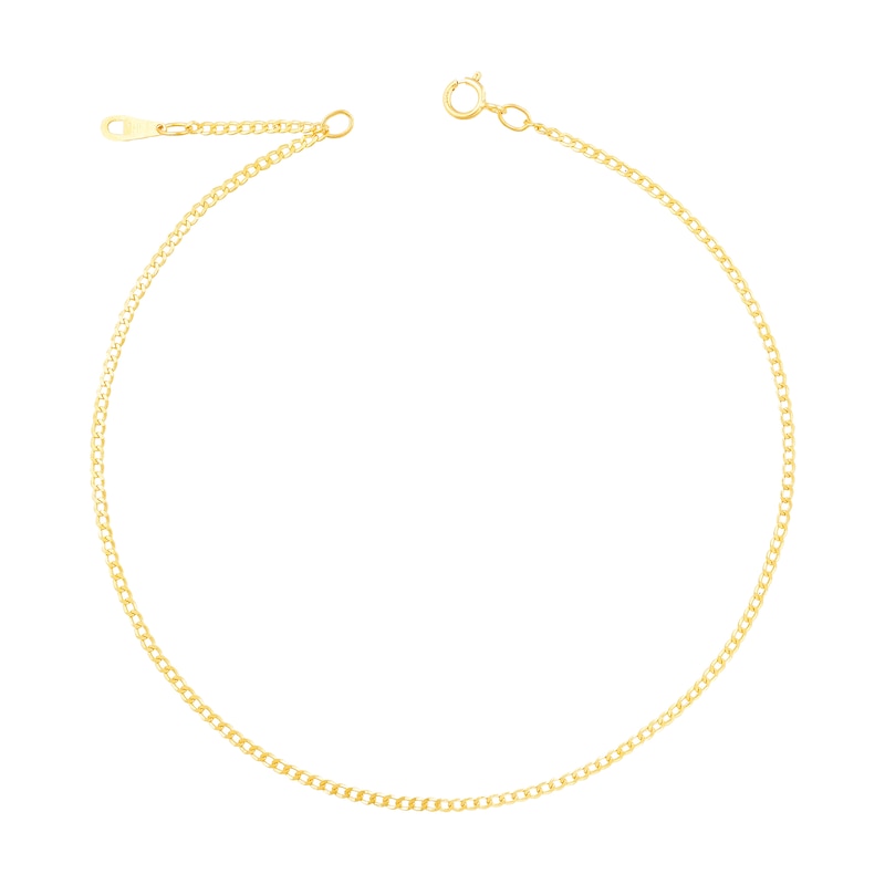 Main Image 1 of 1.6mm Diamond-Cut Curb Chain Anklet in Solid 14K Gold - 10&quot;