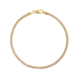 3.5mm Diamond-Cut Ice Bead Chain Bracelet in Solid 10K Two-Tone Gold - 7.5"