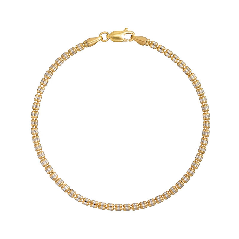 Main Image 1 of 3.5mm Diamond-Cut Ice Bead Chain Bracelet in Solid 10K Two-Tone Gold - 7.5&quot;