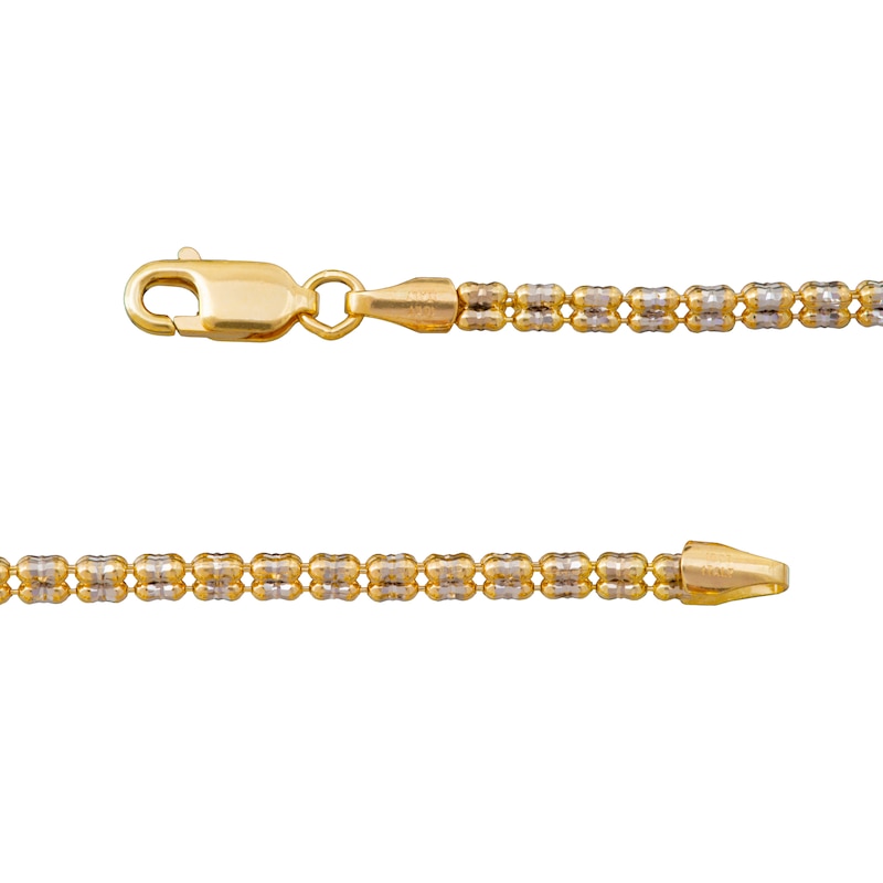 Main Image 2 of 3.5mm Diamond-Cut Ice Bead Chain Bracelet in Solid 10K Two-Tone Gold - 7.5&quot;